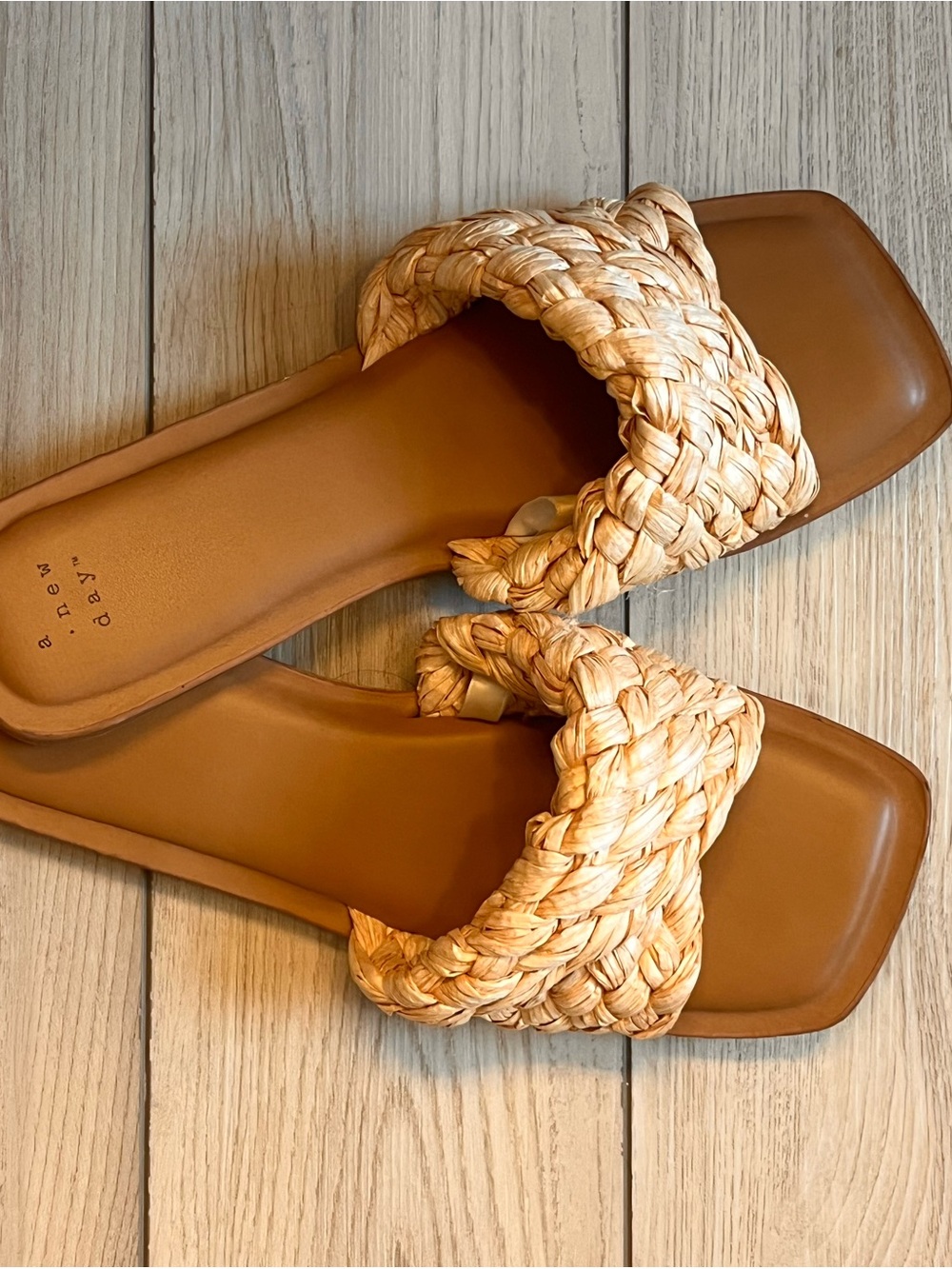 Braided Slide Sandals in Tan -